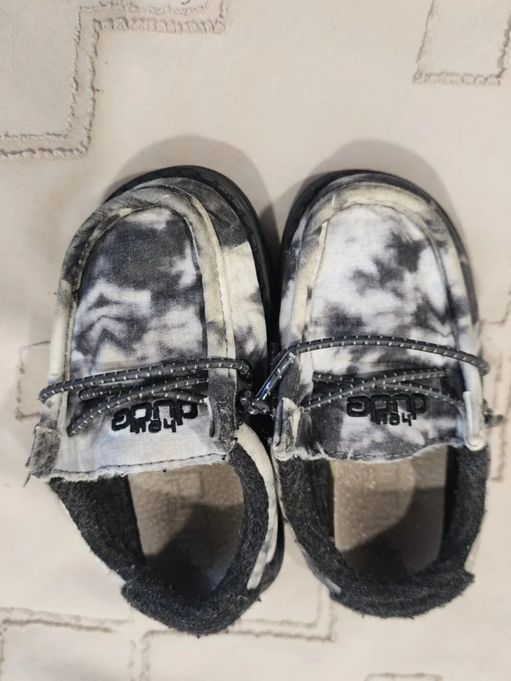 Hey Dude Wally Black and White Marble - Toddler size 6